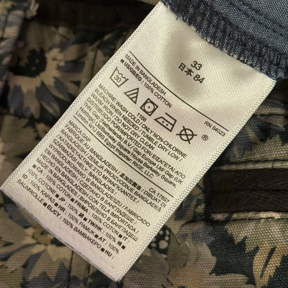 Gap Floral Chino Shorts Mens 33 Sunwashed All Over Floral Print Canvas
